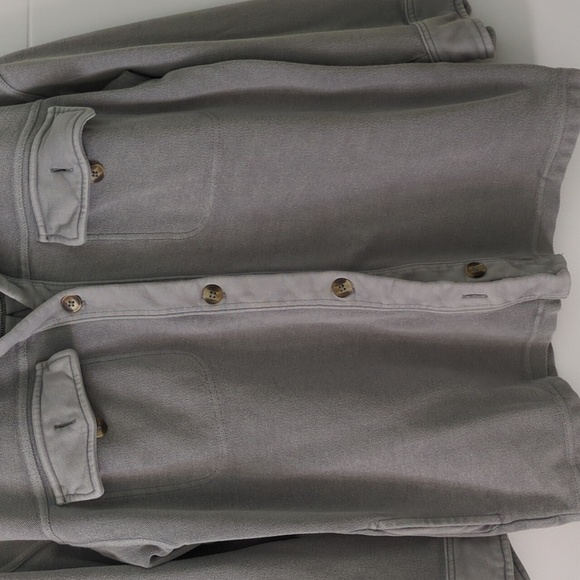 Aerie Oversized Luxe Trucker Shaket Relaxed Fit Gray button down side pockets M - Picture 4 of 8